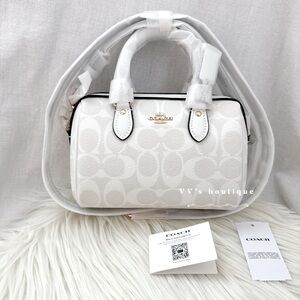 NWT Coach Mini Rowan Crossbody Bag Signature Canvas White Chalk CW329 RARE